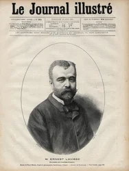 Portrét Ernesta Lavisse (1842-1922), francouzského historika a akademika - rytina Navellier v „Le journal illustrious““ z roku 1892