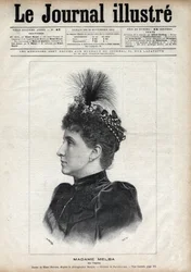 Portrét Nellie Melba (Helen Porter Mitchell, dit) (1861-1931), australská sopranistka - rytina Navellier v „The Illustrous Journal“ z roku 1891