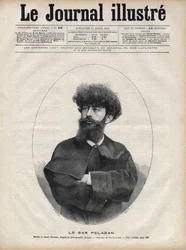 Sar Merodack Josephin Peladan, pseudonym Josephina Peladana (1858-1918), francouzský spisovatel a okultista - rytina Navellier v „The Illustrous Journal“ z roku 1892