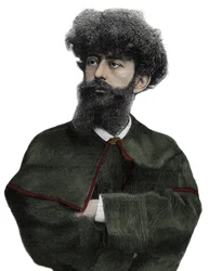 Sar Merodack Josephin Peladan, pseudonym Josephina Peladana (1858-1918), francouzský spisovatel a okultista - rytina Navellier v „The Illustrous Journal“ z roku 1892