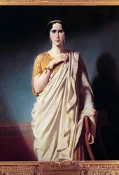 Portrét Elisabeth Felixové zvané Mademoiselle Rachel (1821-1858) herečka Obraz Edouard Louis Dubufe (1820-1883)