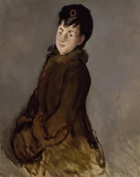 Portrét Isabelle Lemonnier s rukávníkem, kolem roku 1879 (olej na plátně)