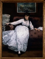 Odpočinek (Portrét malířky Berthe Morisotové na pohovce), obraz Édouarda Maneta (1832-1883), 1870, Providence Museum of Art