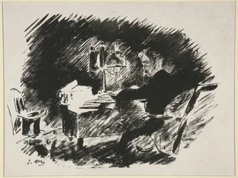 Pod lampou, první ilustrace Mallarmého překladu Poeova „Havrana“