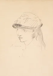 Mladá dívka v kulatém klobouku, 1878-79 (grafit na papíře)