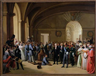 Car Alexandr I. (1777-1825) na návštěvě pařížského hotelu de La Monnaie 25. května 1814, 1844