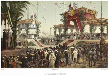 Suezský průplav. Tribuna panovníků, 1869.