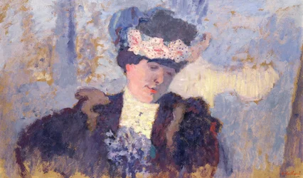 Madame Hessel v klobouku zdobeném květinami, kolem roku 1905