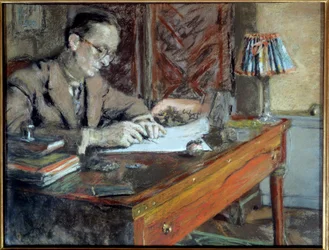 Portrét Jeana Giraudouxe (1882-1944), francouzského spisovatele, 20. století, Paříž, Comédie-Française