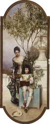 Matka a dítě skicování v parku, 1886