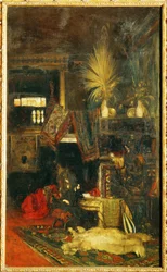 Malíř Hans Makart ve svém ateliéru ... (malba na plátně)
