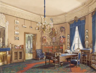 Interiéry Zimního paláce. Studie korunního prince Nikolaje Alexandroviče, 1865