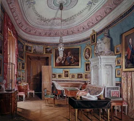 Pohled na pokoj Pavla I. (1754-1801) a Gatchina akvarel Eduarda (Edwarda) Hau (1807-1870) 1877 Petrohrad, Ermitážní muzeum