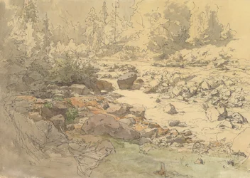 Krajina se skalami v řece poblíž Kronau, 19.–začátek 20. století.