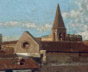 Terasa, Edoardo Dalbono (1841-1915), olej na desce, 45x30 cm. Detail.