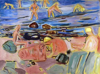 Garcons se baignant - Chlapci koupání par Munch, Edvard (1863-1944). Olej na plátně, rozměr: 68x90