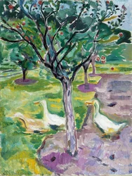 Husy v sadu, c. 1911
