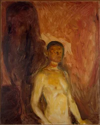 Autoportrét v pekle Malba Edvarda Muncha (1863-1944) cca 1895. Slunce. 81,5 x 65,5 cm Oslo, Munchovo muzeum městských uměleckých sbírek (Musee Munch)