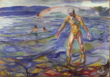 Obraz The Bather od Edvarda Muncha (1863-1944) 1918 Sun. 138x199,5 cm Oslo, Městské umělecké sbírky