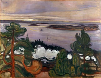 Kouř vlaku, 1900, Slunce, 84,5 x 109 cm, Oslo, Kommunes Kunstsamlinger, Munchovo muzeum (Musée Munch)