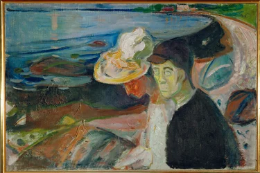Dva lidé na pobřeží (malba na plátně)
