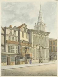 Old Council House, sundaný 1824 (tužka a akvarel na papíře)