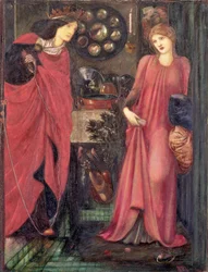 Fair Rosamund a Queen Eleanor (kombinovaná média na papíře)