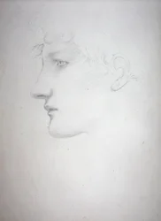 Studie hlavy - Bessie Keane, kolem roku 1893 (tužka na papíře)