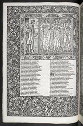 „The Works of Geoffrey Chaucer nyní nově potištěné obrázky navrženými Sirem Edwardem Burne-Jonesem“