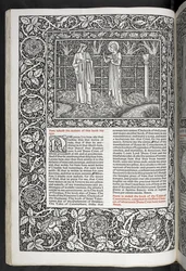 „The Works of Geoffrey Chaucer nyní nově potištěné obrázky navrženými Sirem Edwardem Burne-Jonesem“