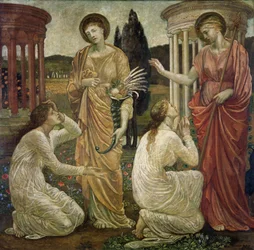 Cupid and Psyche - Palace Green Murals - Psyche ve svatyních Juno a Ceres, 1881