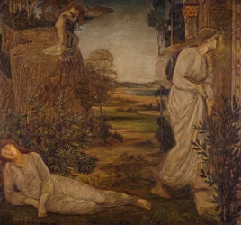 Cupid and Psyche - Palace Green Murals - Zephyrus Bearing Psyche to the Mountain, 1881