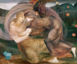 Amor dodávající Psyche (akvarel a pastel na papíře)