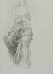 Studie drapérie pro "Krále Cophetua", asi 1883 (grafit na papíře)