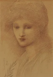 Portrét Laury Lytteltonové, rozené Tennantové, se sklopenýma očima, 1885