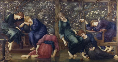 Zahradní dvůr, ze série Briar Rose, kolem roku 1894 (olej na plátně)