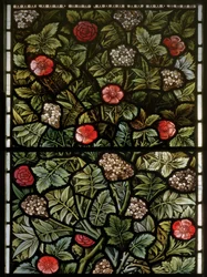 Wilden, All Saints, Morris & Co., Edward Burne-Jones, John Henry Dearle (1859-1932), Listí, detail, 1902-1914, Louisa, Alfred, The Baldwins, ministerský předseda, metodista, Worcestershire, Arts & Crafts,
