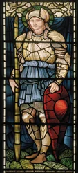 Wilden, All Saints, Morris & Co., Edward Burne-Jones, John Henry Dearle (1859-1932), St George, Courage, 1902-1914, Louisa, Alfred, The Baldwins, ministerský předseda, metodista, Worcestershire, Arts & Craf