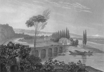 Lyons, od soutoku Rhone a Saone, 1827.
