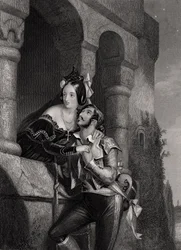 „Dobrou noc, tisíckrát dobrou noc“, rytina W. H. Egletona, z díla „Romeo a Julie“ Williama Shakespeara (1564-1616)