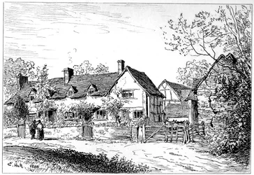 Chata Mary Ardens ve Wilmcote, Warwickshire, 1885.