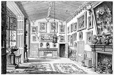 Velká síň Charlecote Park, Warwickshire, 1885.