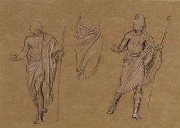 Studium pastýřů, kolem roku 1875 (křída na papíře)