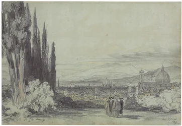 Pohled na Florencii s katedrálou Duomo v dálce, 1839