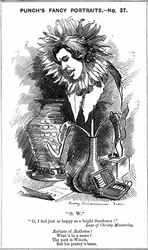 Oscar Wilde (1854-1900) irský dramatik, prozaik, básník a vtip. Kreslený film Edwarda Linleyho Sambourna z jeho série 