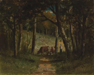 Krávy bez názvu na cestě v lese, 1883.