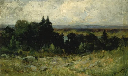 Krajina bez názvu, pole se skalami a stromy, 1893.