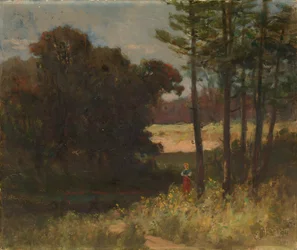 Krajina bez názvu se stromy a ženou, 1894.