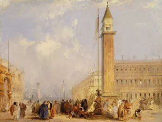 Piazzetta, Benátky (olej na palubě)