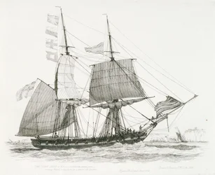 Vlk (1826) nebo (1814), válečná briga královského námořnictva, která dává znamení a pokládá lodivoda u Doveru.